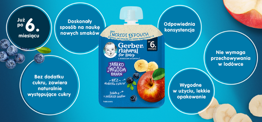 Gerber deserek w tubce jabłko jagoda banan benefity produktu