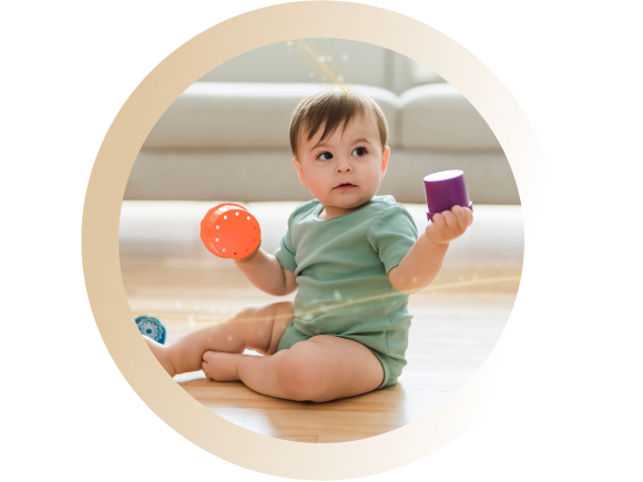 baby playing with cubes