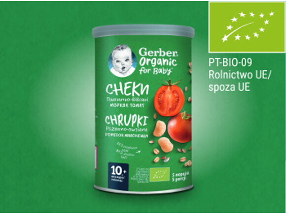 Gerber Organic Nutri Puffs Chrupki pszenno-owsiane Pomidor Marchewka