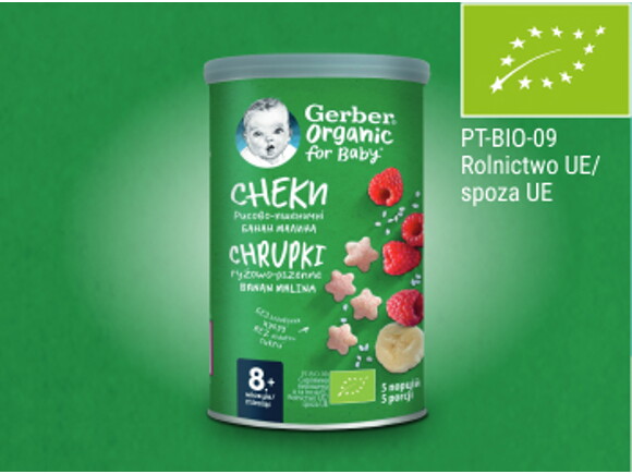 Gerber Organic Nutri Puffs Chrupki ryżowo-pszenne Banan Malina